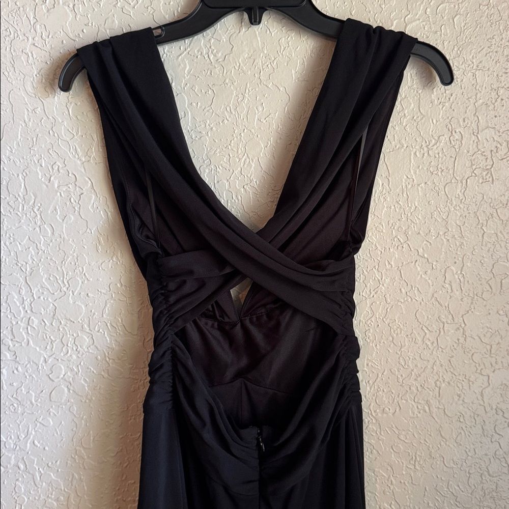 White House Black Market Black Sleeveless Dress Open Back Crisscross Size 2 - Picture 5 of 8